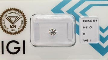 1 pcs Diamant (Natuurlijk) - 0.41 ct - Rond - D (kleurloos), Nieuw