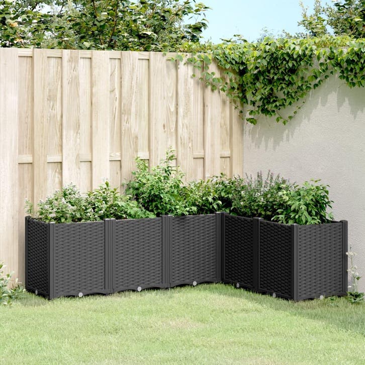vidaXL Plantenbak 160x120x53 cm polypropeen zwart, Tuin en Terras, Bloembakken en Plantenbakken, Nieuw, Kunststof, Verzenden