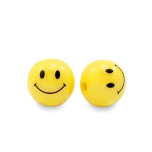 10 x acryl kralen smiley Yellow 8mm  (Ø2.5mm) (Kinderkralen, Ophalen of Verzenden, Nieuw, Kraal