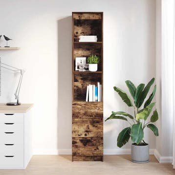 vidaXL buffetkast 37,5x35x180 cm spaanplaat gerookt, Minder dan 50 cm, Verzenden, Nieuw, Minder dan 100 cm