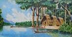 Louis Grilly (1899-1970) - Villaggio in Guyana, Antiek en Kunst