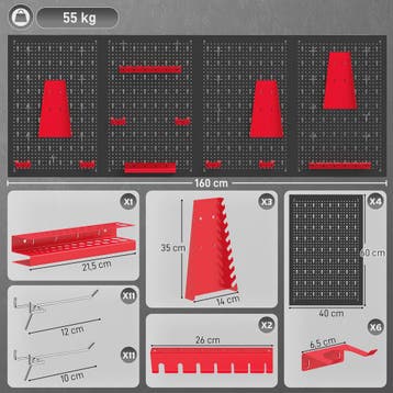 4-delige Metalen Pegboard Organizer Set met Haken en Beugels, Verzenden, Nieuw