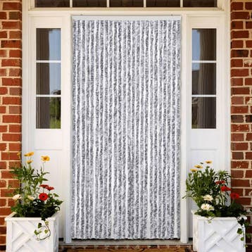 vidaXL Vliegengordijn 100x220 cm chenille wit en grijs, Verzenden, Nieuw