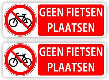 Geen fietsen plaatsen sticker set van 2 st. (994.la36), Verzamelen, Verzenden, Nieuw, Overige typen