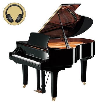 Yamaha C2X SH3 PE messing silent vleugel (zwart hoogglans), Nieuw, Zwart, Vleugel