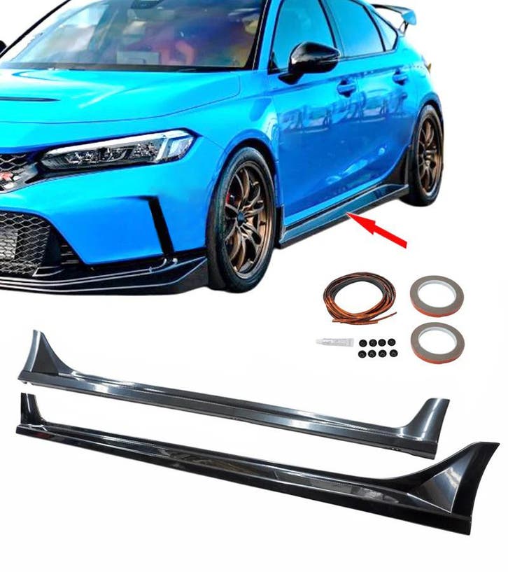 ABS Side Skirts Zwart Honda Civic, Auto-onderdelen, Sidebars, Nieuw, Ophalen of Verzenden