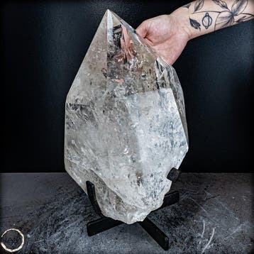 Zeer zeldzaam Lemurisch Kwarts Crystal op stand, Brazilië-
