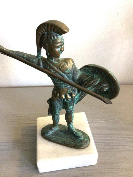 sculptuur, “ Romeinse krijger “ - 15 cm - Gepatineerd brons, Antiek en Kunst, Curiosa en Brocante