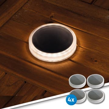 Solar grondspot Round met schemersensor voordeelset van 4, Verzenden, Minder dan 50 watt, Nieuw, Rvs