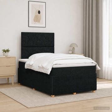 vidaXL Boxspringbed met matras met hoofdeinde Zwart 120 x, Verzenden, Nieuw, Twijfelaar, Zwart