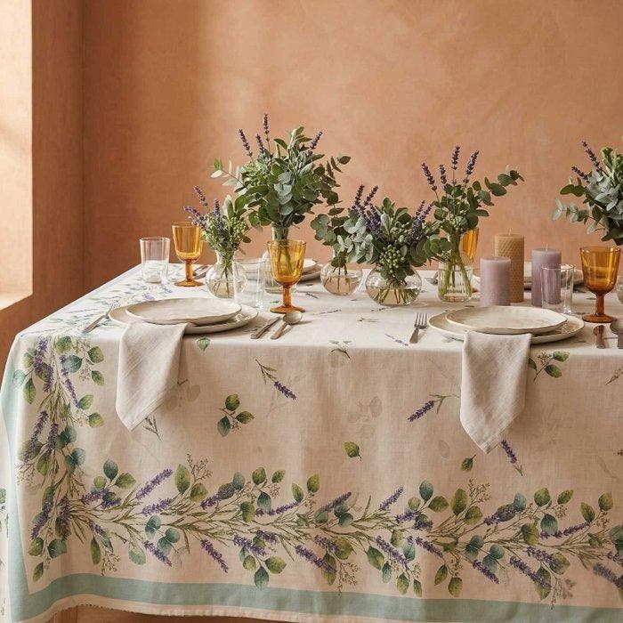 AA154 - Tafelkleed Gobelin Lavendel en Eucalyptus -, Antiek en Kunst, Antiek | Kleden en Textiel