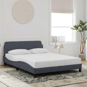 vidaXL Bedframe Dover donkergrijs 135x190 cm fluweel, Verzenden, 190 cm of minder, Overige maten, Nieuw