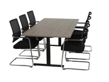 Vergadertafel 200  TUBE zwart-donkergrijs eiken 200x100, Ophalen of Verzenden, Nieuw in verpakking