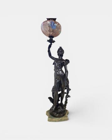 Sculpture with oil lamp - Emile GUILLEMIN (1841-1907) -