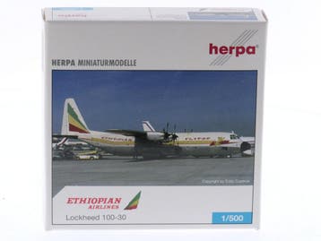 Schaal 1:500 Herpa 514392 Lockheed 100-30 Ethiopean Airli..., Ophalen of Verzenden, Zo goed als nieuw