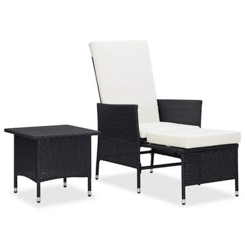 vidaXL 2-delige Loungeset met kussens poly rattan zwart, Verzenden, Nieuw, 2 zitplaatsen, Loungeset