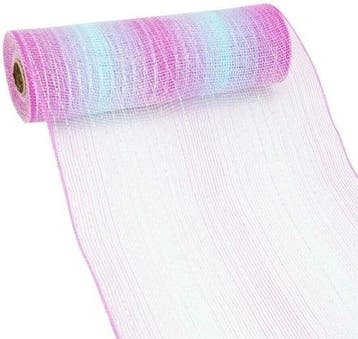 Decomesh metallic multi-stripes 06 blauw pink 26 cm rol 9, Ophalen of Verzenden, Nieuw