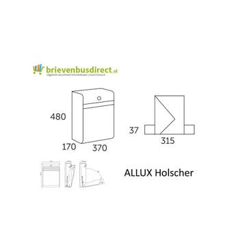 Allux Holscher design wandbrievenbus staal - zwart, Verzenden, Nieuw