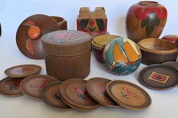 Amsterdamse school - Doos (6) - Hout - Houten opbergdoosjes, Antiek en Kunst, Curiosa en Brocante