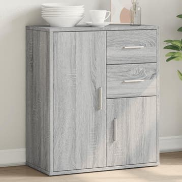 vidaXL Dressoir 60x31x70 cm bewerkt hout grijs sonoma, Verzenden, Nieuw, 50 tot 100 cm, 25 tot 50 cm