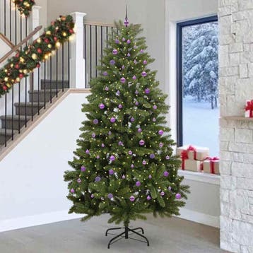 vidaXL Kunstkerstboom 270 cm 300 LEDs Warmwit PVC en staal, Verzenden, Nieuw
