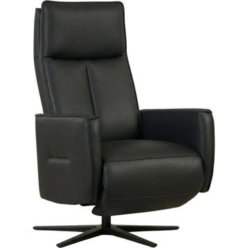 Leren handmatige relaxfauteuil Honor - Massif Nero (zwart), Huis en Inrichting, Fauteuils, Nieuw, Ophalen of Verzenden, Modern