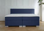 ACTIE! Boxspring Milano 140 200 Blauw, Nieuw, 140 cm, Twijfelaar, 200 cm