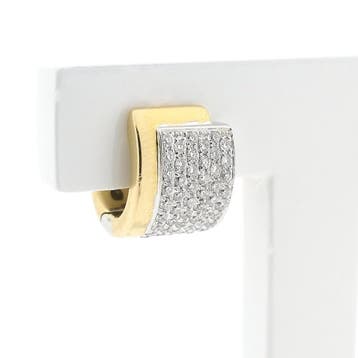 Bicolor gouden klapcreolen pavé met diamanten; ca. 0,51 ct., Sieraden, Tassen en Uiterlijk, Gebruikt, Ophalen of Verzenden, Met edelsteen