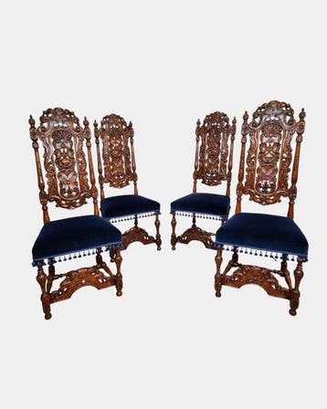 FREE SHIPPING - Stoel (4) - Walnoot - Rijk gestoken