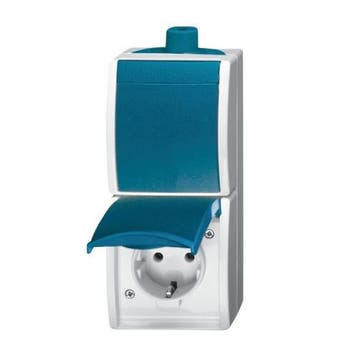Busch Jaeger Ocean combinatie wissel + wandcontactdoos IP44, Ophalen of Verzenden, Nieuw
