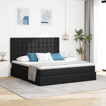 vidaXL Opslag bed met hoofdeinde met opslag Zwart 180 x 200, Verzenden, Nieuw, Zwart