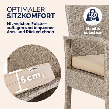Polyrotan Tuinset 4-delig Crème (Tuinsets, Tafels-Stoelen), Verzenden, Nieuw