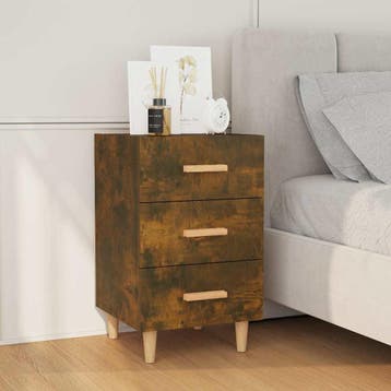 vidaXL Nachtkastje 40x40x66 cm bewerkt hout gerookt, Minder dan 45 cm, Verzenden, Nieuw, 55 tot 70 cm