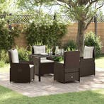 vidaXL Tuin eettafelset 5 pcs Bruin poly rattan, Verzenden, Nieuw, Rotan