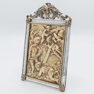 Zilveren plaquette, portapaz, circa 1800 zilver Jezus en
