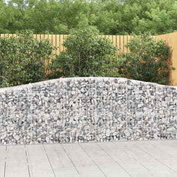 vidaXL Schanskorf gewelfd 400x50x80/100 cm gegalvaniseerd, Tuin en Terras, Bloembakken en Plantenbakken, 100 cm of meer, Verzenden