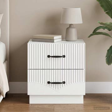 vidaXL Nachtkastje met lade Wit 43 x 34,5 x 44,5 cm Bewerkt, Minder dan 45 cm, Verzenden, Nieuw, Minder dan 55 cm