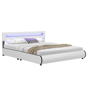 Gestoffeerd Bed Sevilla - 180 x 200 cm - Wit - LED Verlichti, Huis en Inrichting, Verzenden, Nieuw