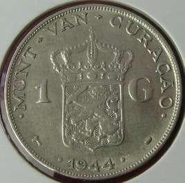 Curacao zilveren Gulden 1944, Verzenden, Losse munt, Zilver