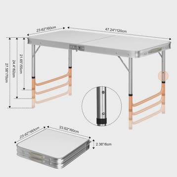 Aluminium Campingtafel 120x60x70cm - Opvouwbaar, Draagbaar &, Caravans en Kamperen, Verzenden, Nieuw