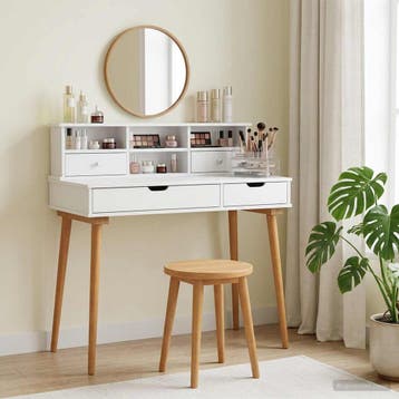 vidaXL Toilettafel Set FAUSKE 2 st Wit 100 x 50 x 103,5 cm, Verzenden, Nieuw