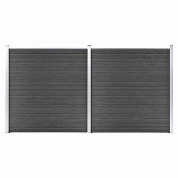 vidaXL Schuttingpanelenset 353x186 cm HKC zwart, Tuin en Terras, Verzenden, Nieuw, Kunststof, 1 tot 2 meter