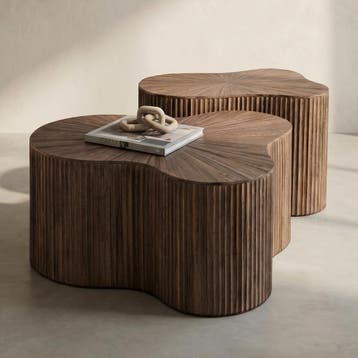 *WOONWINKEL* Teak Salontafelset Met Ribbels, Verzenden, Nieuw