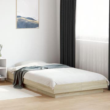 vidaXL Bedframe bewerkt hout sonoma eikenkleurig 90x200 cm, 90 cm, Eenpersoons, Bruin, Verzenden