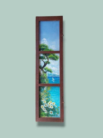 Silvana Pasini - Vecchia finestra con paesaggio mediterraneo