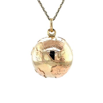 Gouden vintage wereldbol hanger 14 krt, Ophalen of Verzenden, Nieuw