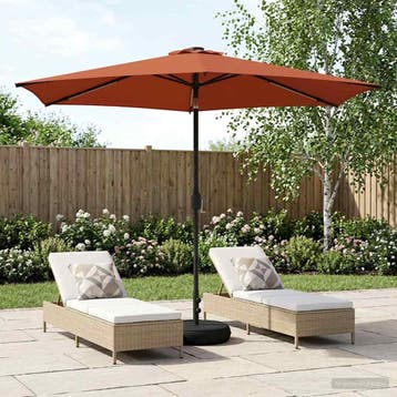 vidaXL Tuinparasol met LED-lampen en voet 300 x 300 cm, Verzenden, Nieuw, 2 tot 3 meter