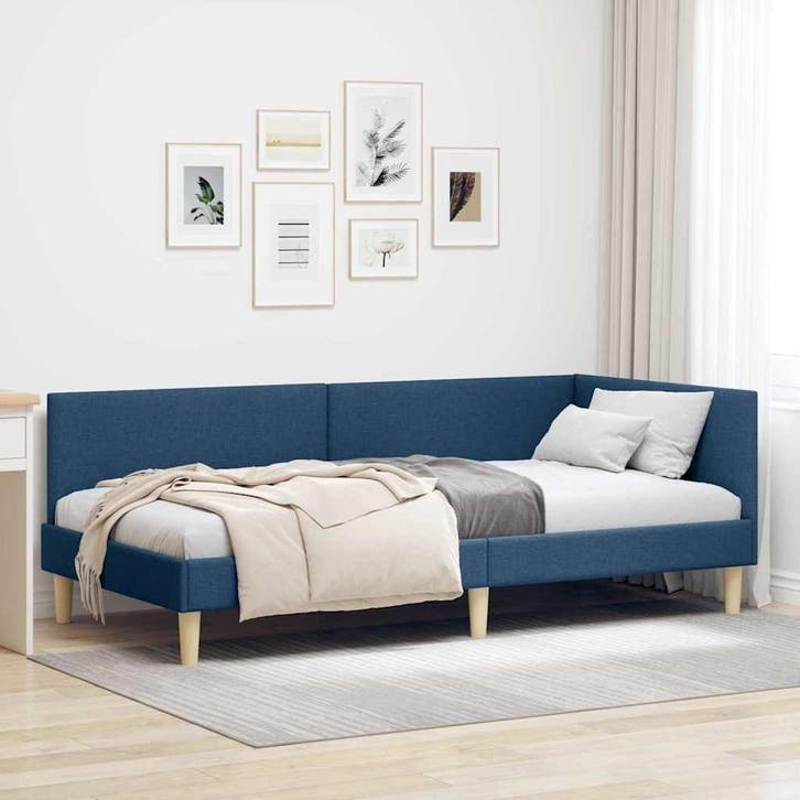 Hoekbed Blauw Stof | Retourdeal 48% Korting, Huis en Inrichting, Slaapkamer | Bedden, Overige maten, Overige maten, Verstelbaar