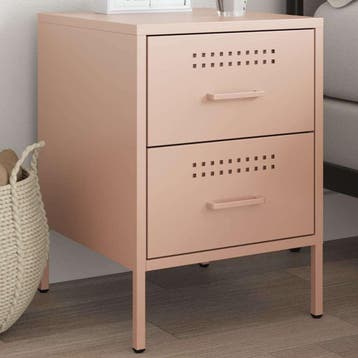 vidaXL Nachtkastje 36x39x50,5 cm staal roze, Huis en Inrichting, Slaapkamer | Nachtkastjes, Minder dan 45 cm, Nieuw, Minder dan 55 cm