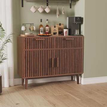 Mid-Century Houten Buffetkast met 2 Lades en 2 Deuren - Stij, Verzenden, Nieuw